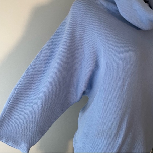 Yest Netherlands Cowl Neck Knit Ribbed Sweater Batwing Powder Blue Size 10 - Picture 3 of 8